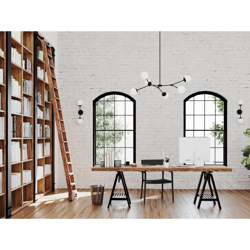 Lustre linéaire spoutnik moderne à 6 lumières Haas, Noir mat