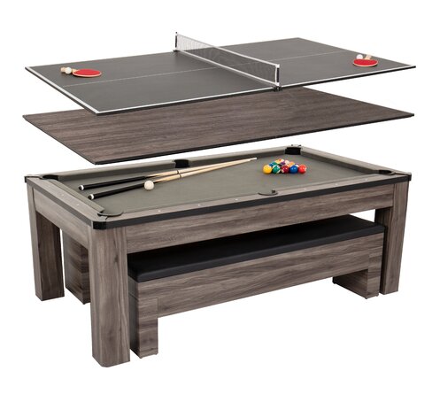 Hampton 7' 3-in-1 Combination Table Includes Billiards, Table Tennis, & Dining Table