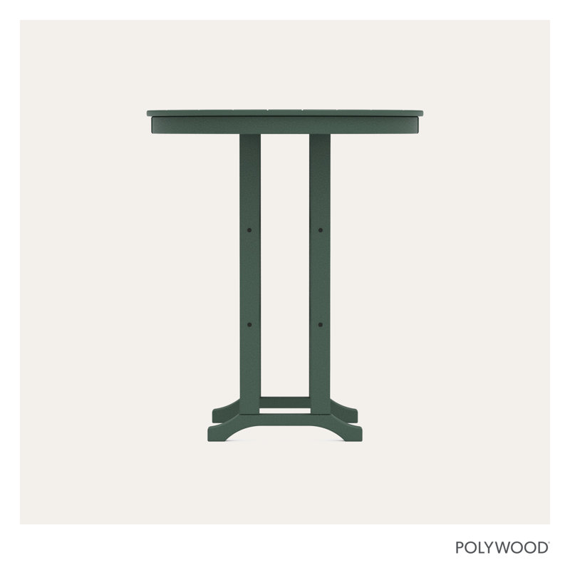POLYWOOD Round Farmhouse Bar Table, Hunter Green, 36"