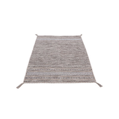 Azizi Striped Hand Woven Cotton Beige Rug