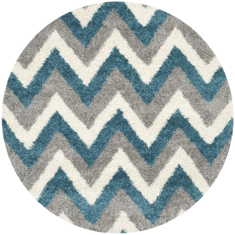 Sgk-Shag Kids Performance Chevron Rug, Round 6'7"
