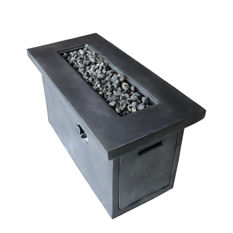 Table d'extérieur pour foyer d'extérieur en béton, H 24 po, 50000, propane / gaz naturel, antirouille, gris anthracite, propane moderne ou gris anthracite naturel, contemporain
