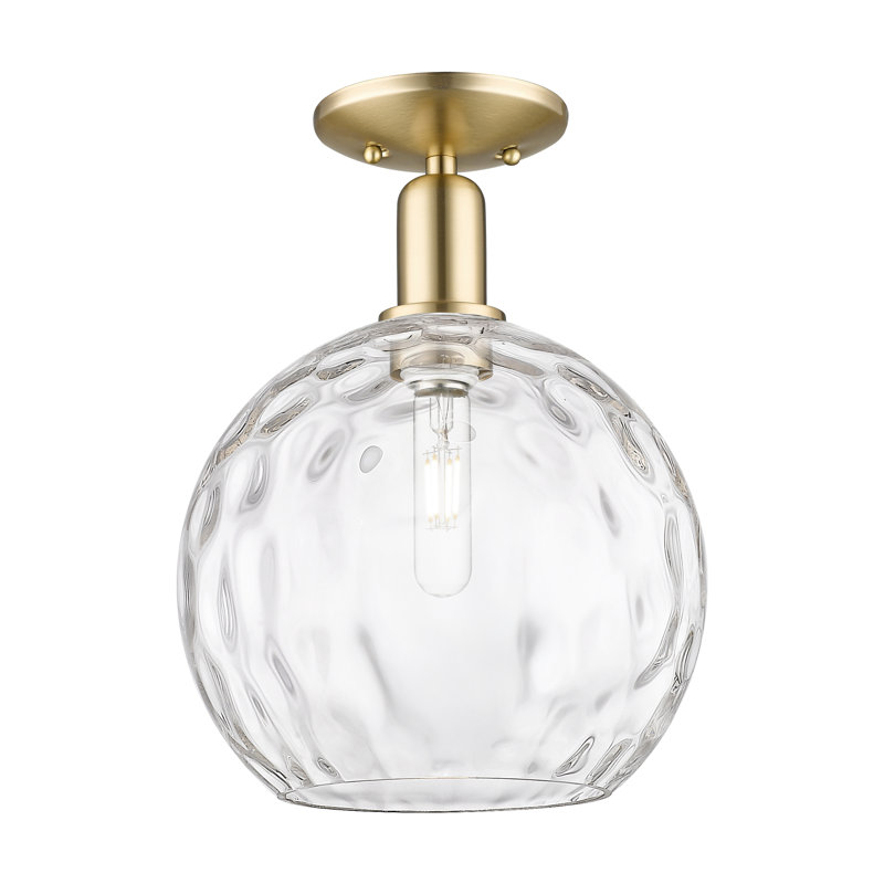 Arcadia - Champlon - Plafonnier semi-encastré 10 po à 1 lumière - Finition bronze champagne - Abat-jour en verre transparent