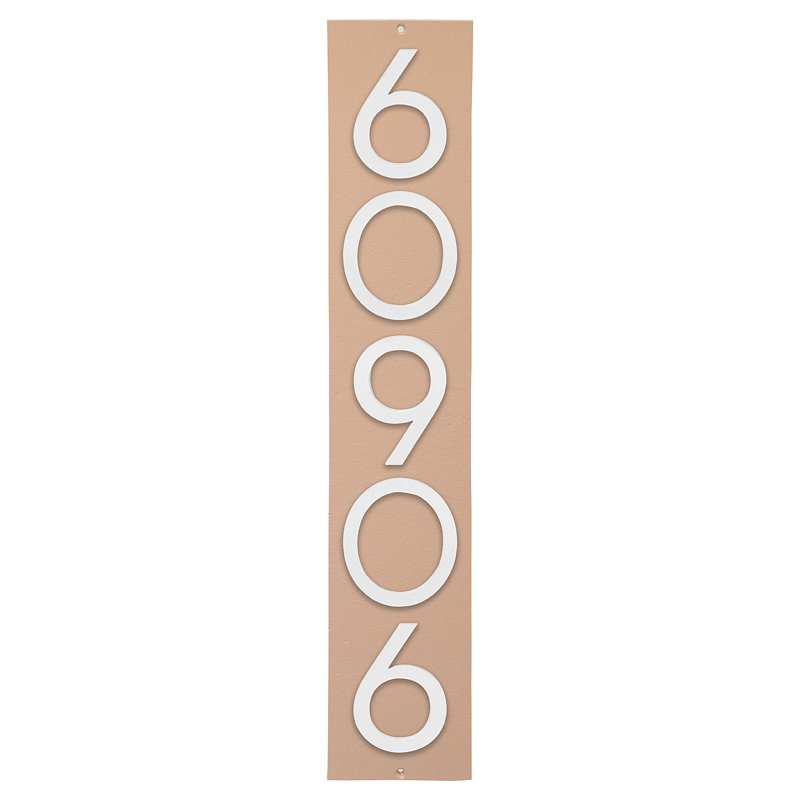 Plaque d'adresse verticale flottante de 6 po, Taupe / Blanc, Oui
