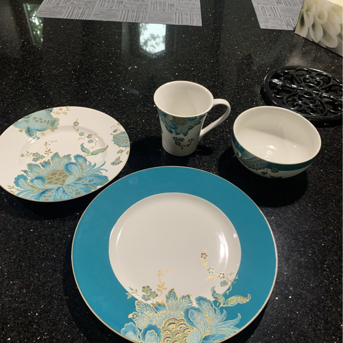 222 Fifth Eliza 16-Piece Teal Porcelain Dinnerware Set - Service For 4,  Plate, Bowl & Mug Set & Reviews | Wayfair