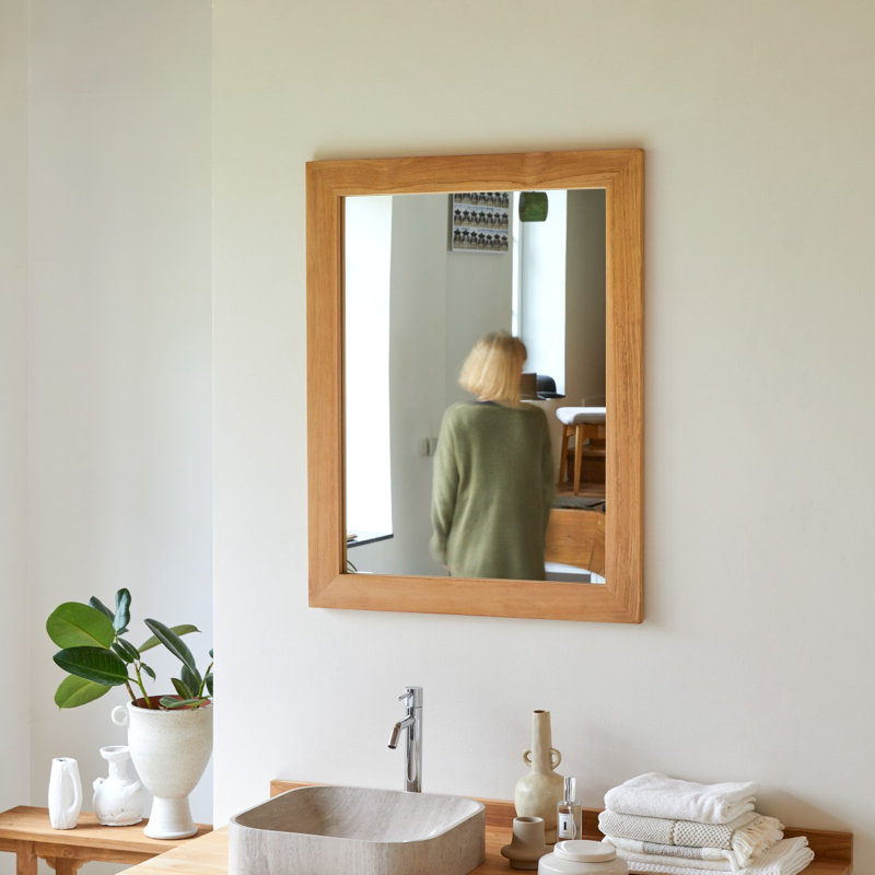 Tona Rectangle Solid Wood Mirror, 35.43" x 27.56"