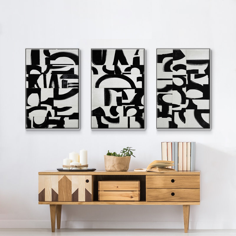 Prosperous Elements V9, reproduction sur toile 3 pièces, Blanc, H 24 po x l 48 po x P 2 po
