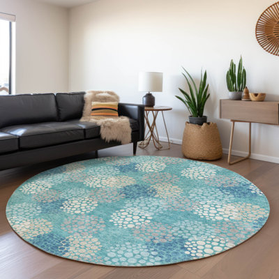 Tapis bleu sarcelle lavable à la machine Premium Prisco