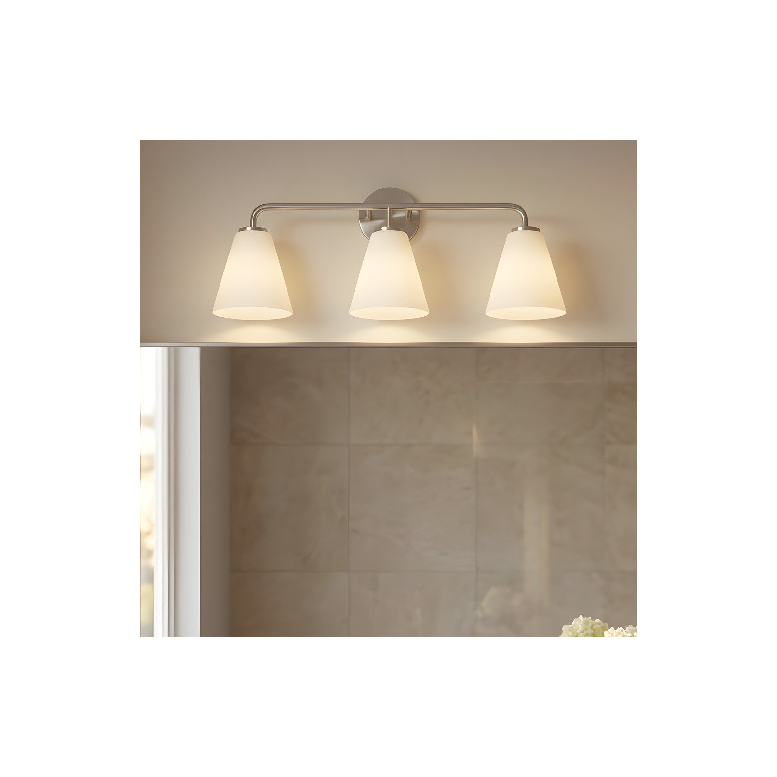 Senda One Light Vanity, 3, Brushed Nickel, White