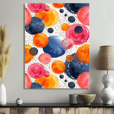«Colorful Pink Blue Boho Bubble», reproduction d'art abstrait