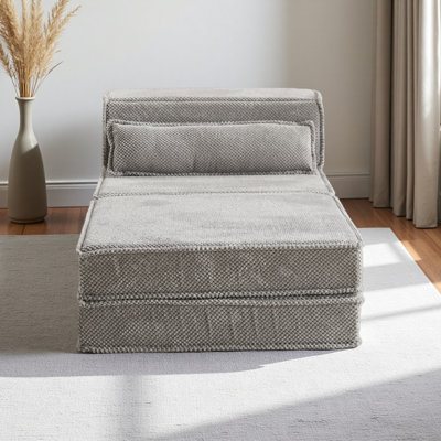 Compression Mahjong Sofa,Convertible Floor Sofa Bed,DIY Boneless Modular Sectional Sofa,No Assembly Required,Circle Fleece Fabric,Oversized Single Seater With 1 Pillow And 1 Ottoman