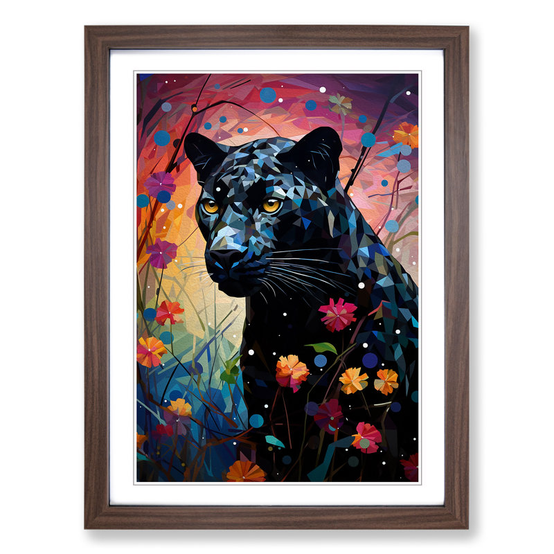 Panther Orphism - Framed Print, 46cm H x 34cm W x 2" D, Walnut Framed