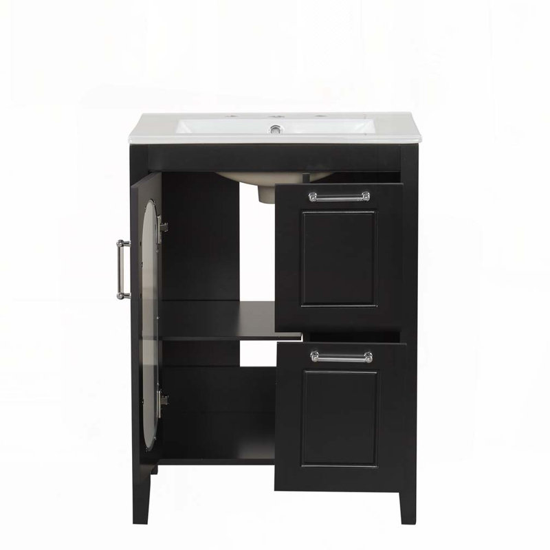 Meuble-lavabo 24 po avec lavabo, Noir
