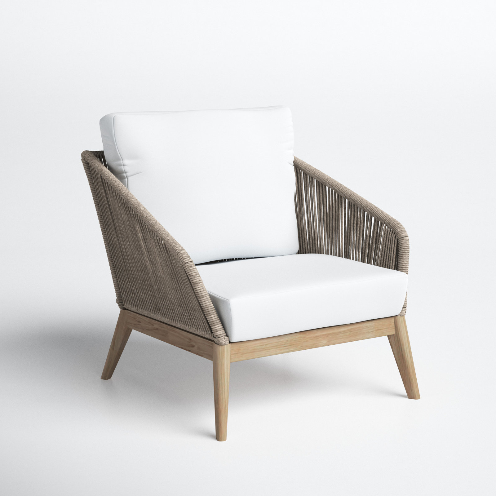 Bowery Acacia Outdoor Lounge Chair, Beige