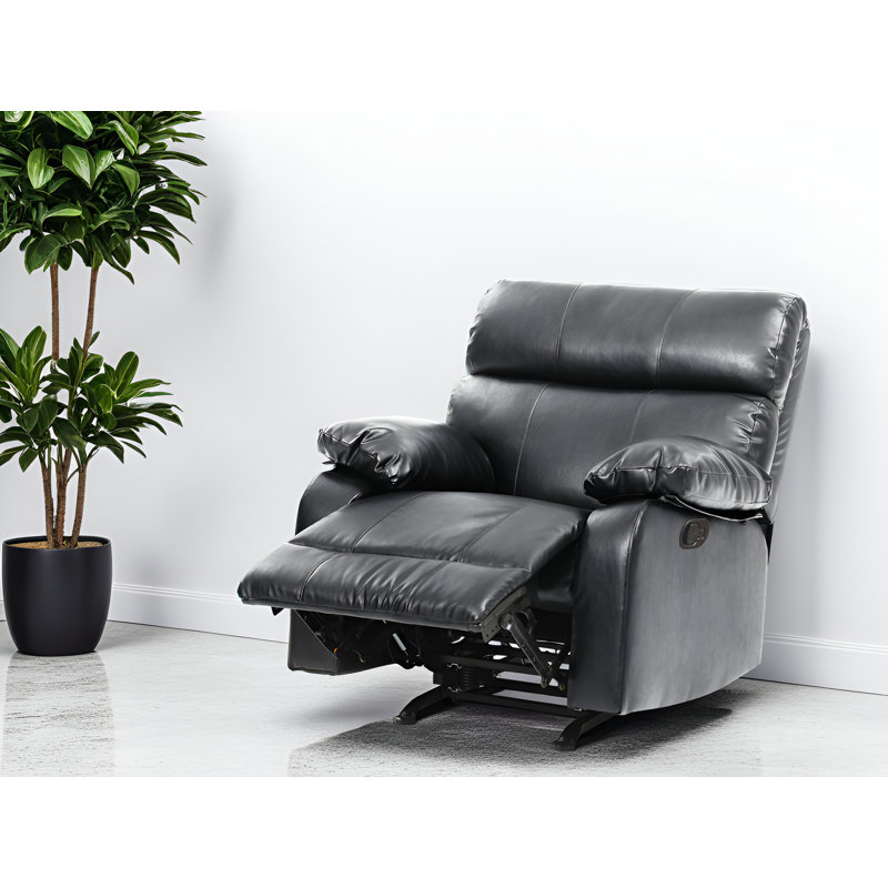 Larache Faux Leather Rocker Recliner, Black