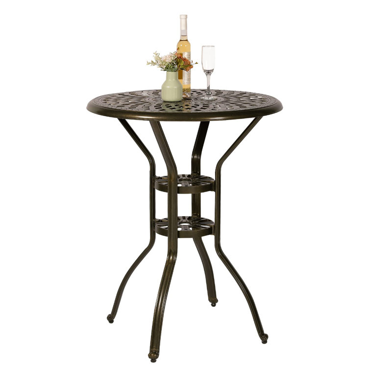 Ghevont Round Aluminum Outdoor Bar Table