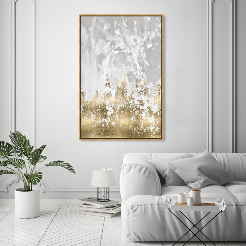 «Ros moment Abstract Our Moment Paint Strokes», reproduction d'art graphique sur toile, H 54 po x l 36 po, Or