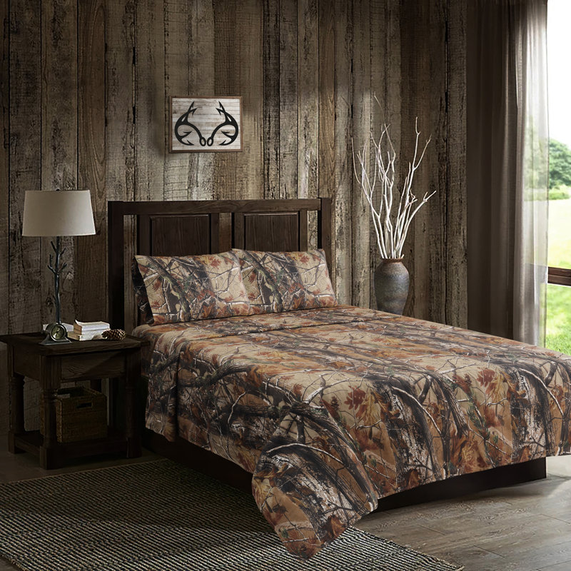 Ensemble de literie Realtree All Purpose Camo Literie Polycotton, Ensemble de draps pour lit double + un drap-housse