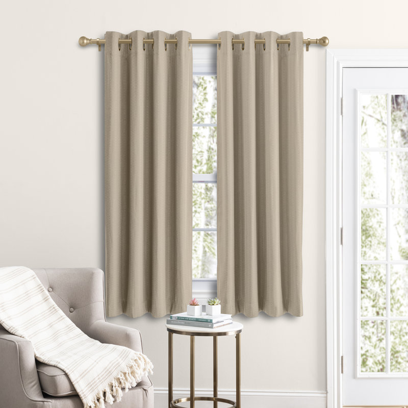 Cedarpoint Elegant Stripe Design Grommet Short Room Darkening Curtain Panels, 54" W x 45" L, Natural