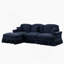 Mid Century Three Seater Modular L Shaped Sectional Couch with Flared Arms, Removable Ruffles Pleats Skirts, and Spindle Legs, Comfy Chenille 3-Seat Deep Seat Sofa with Movable Ottoman, Blue-1809319791-1809319790