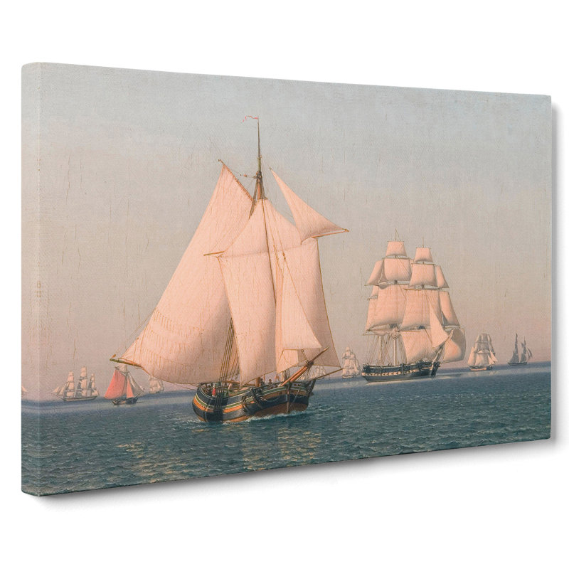 Ships Under Sail by Christoffer Wilhelm Eckersberg - Wrapped Canvas, 50cm H x 76cm W x 3cm D