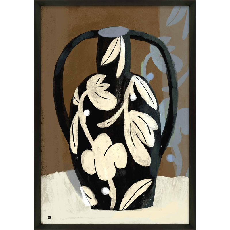Black Vase Print by Marco Marella For Studio M, 30" H x 21" W x 1.25" D, Black Framed Paper