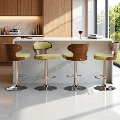 Adjustable Swivel Bar Stools, Waterproof Cat Paw Leather, Set of 4for Kitchen & Home Bar.