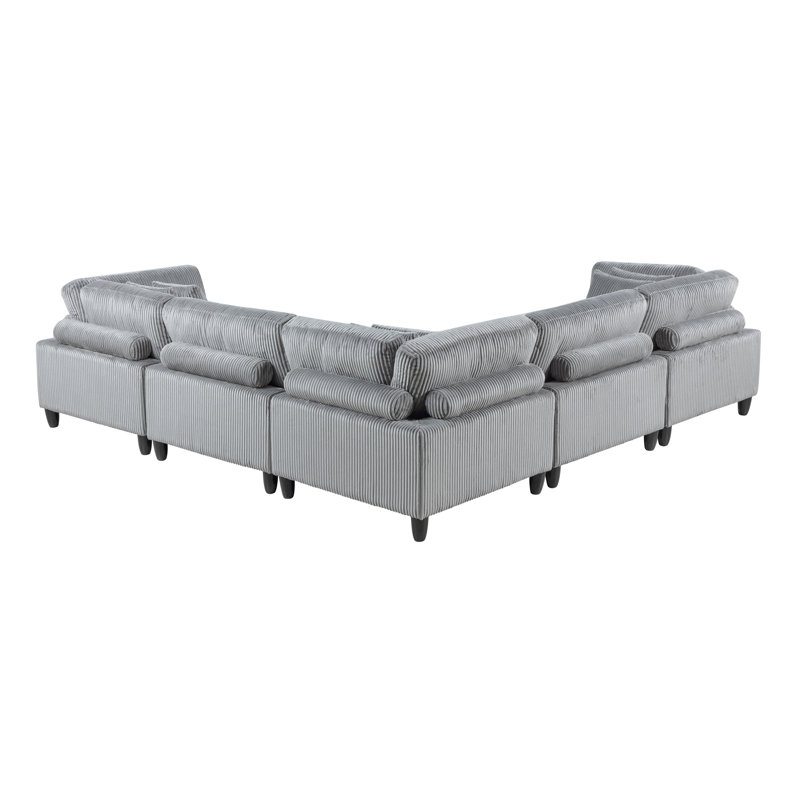 Ensemble de canapé modulaire 5 pièces Velours côtelé 2X Chaises sans accoudoirs 3X Sièges d'angle Coussins doux Mobilier de salon