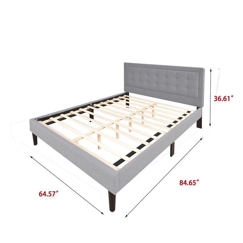 Anghelina Upholstered Platform Bed, Queen, Beige