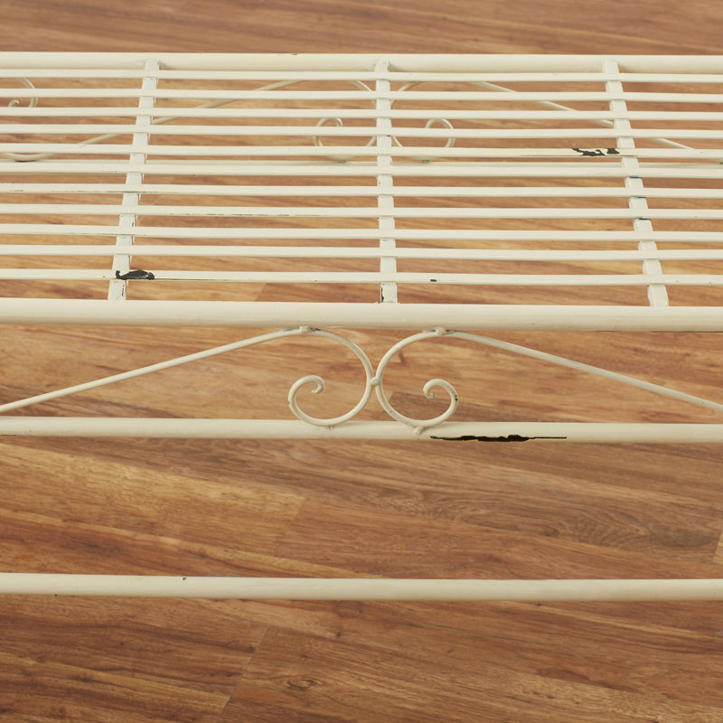 Banc de jardin en métal Kyel, Blanc antique