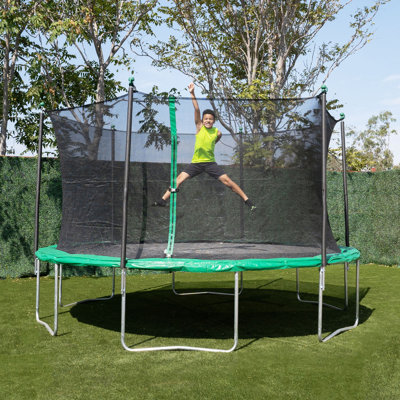 Sportspower TruJump 14' Round Trampoline with Safety Enclosure & with Lifetime Warranty on Jump Mat