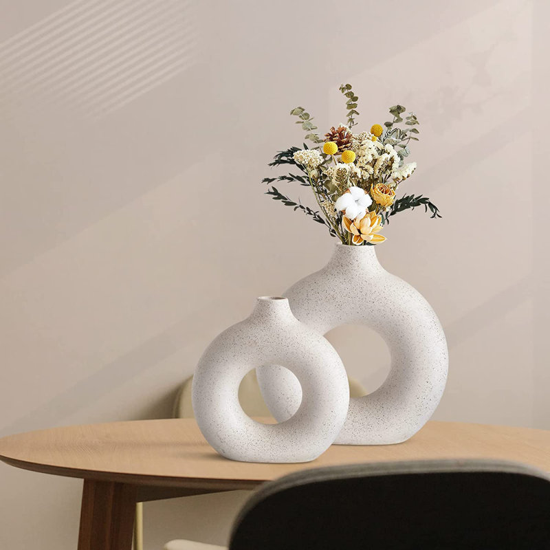 Bryelle Ceramic Table Vase, White
