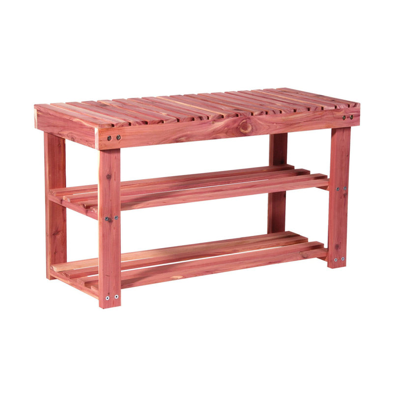 Cedar Red 31.5" Wooden Shoe Storage Bench