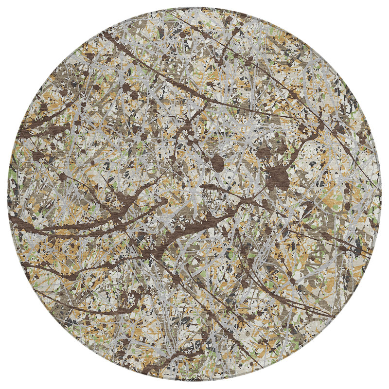 Machine Washable Indoor/Outdoor Jozwiak ACN2389 Abstract Rug, Round 8'