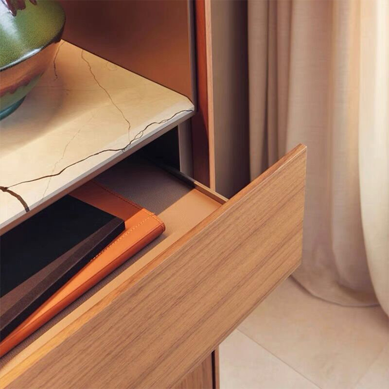 Simple Walnut Color Accent Cabinet