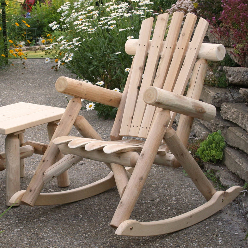 Rustic Northern White Cedar Log Rocking Chair with Contoured Seat