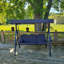 Balancelle de véranda à 3 places avec auvent inclinable réglable, coussins et coussins inclus Shadona, bleu marine-81903169-81903168