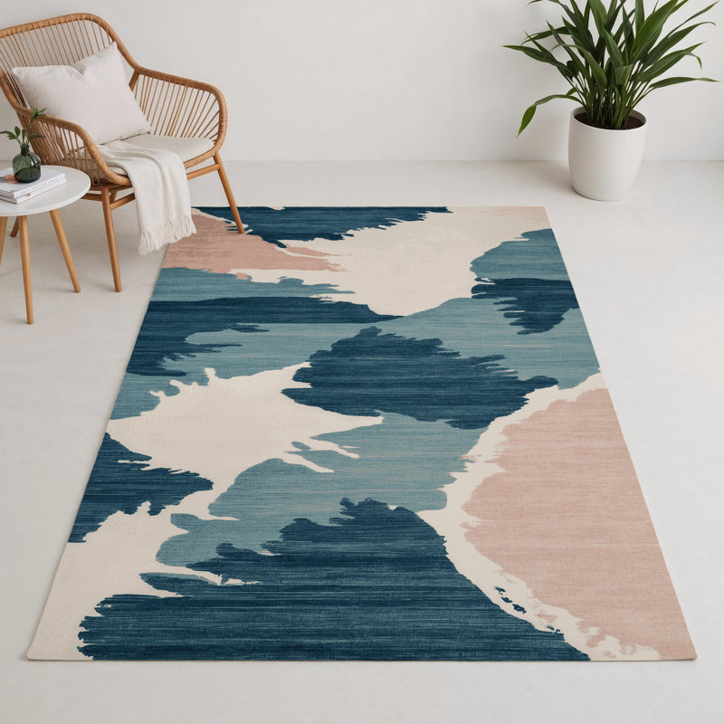 Tapis intérieur et extérieur beige Watercolor, Rond 5 pi