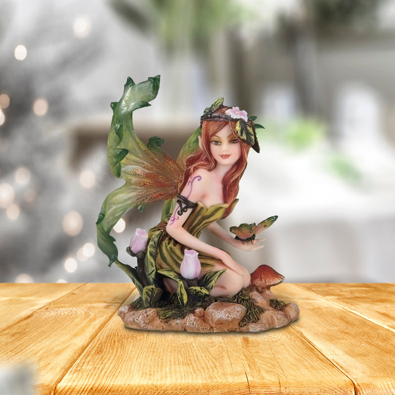 Figurine fée verte 5,25 "avec papillon