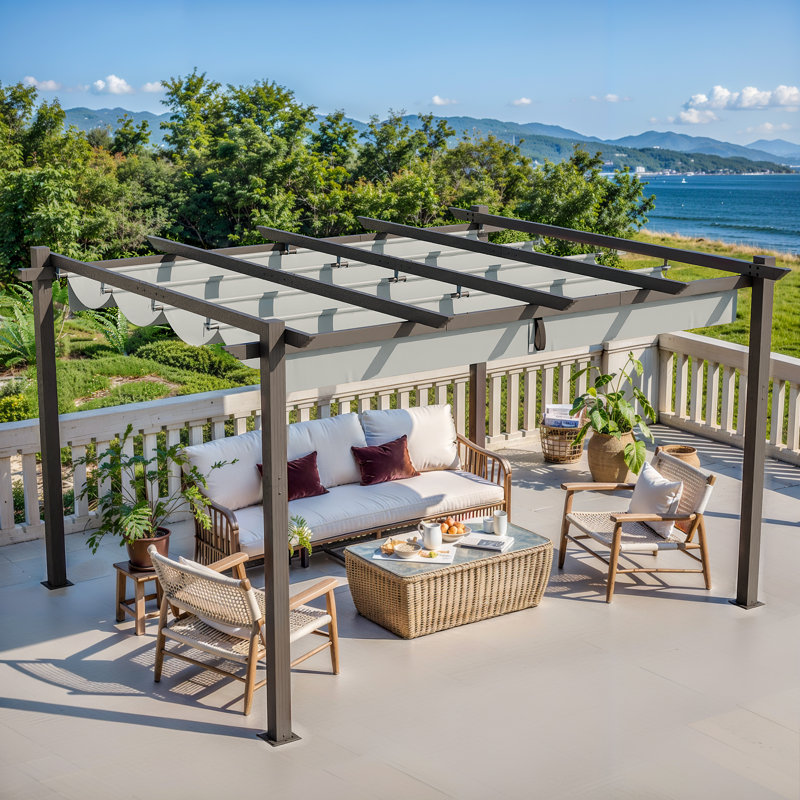 13 Ft. W X 10 Ft. D Aluminium Pergola With Canopy