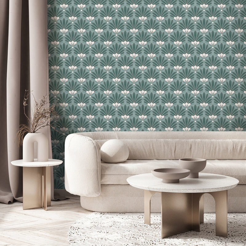 Papier peint art déco, Vert