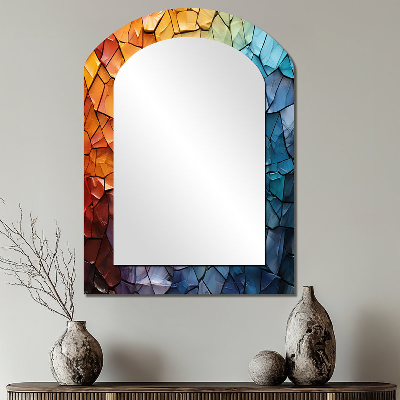 Colourful Mosaic II - Abstract Collages Arch, Miroir décoratif, 34 po x 25 po