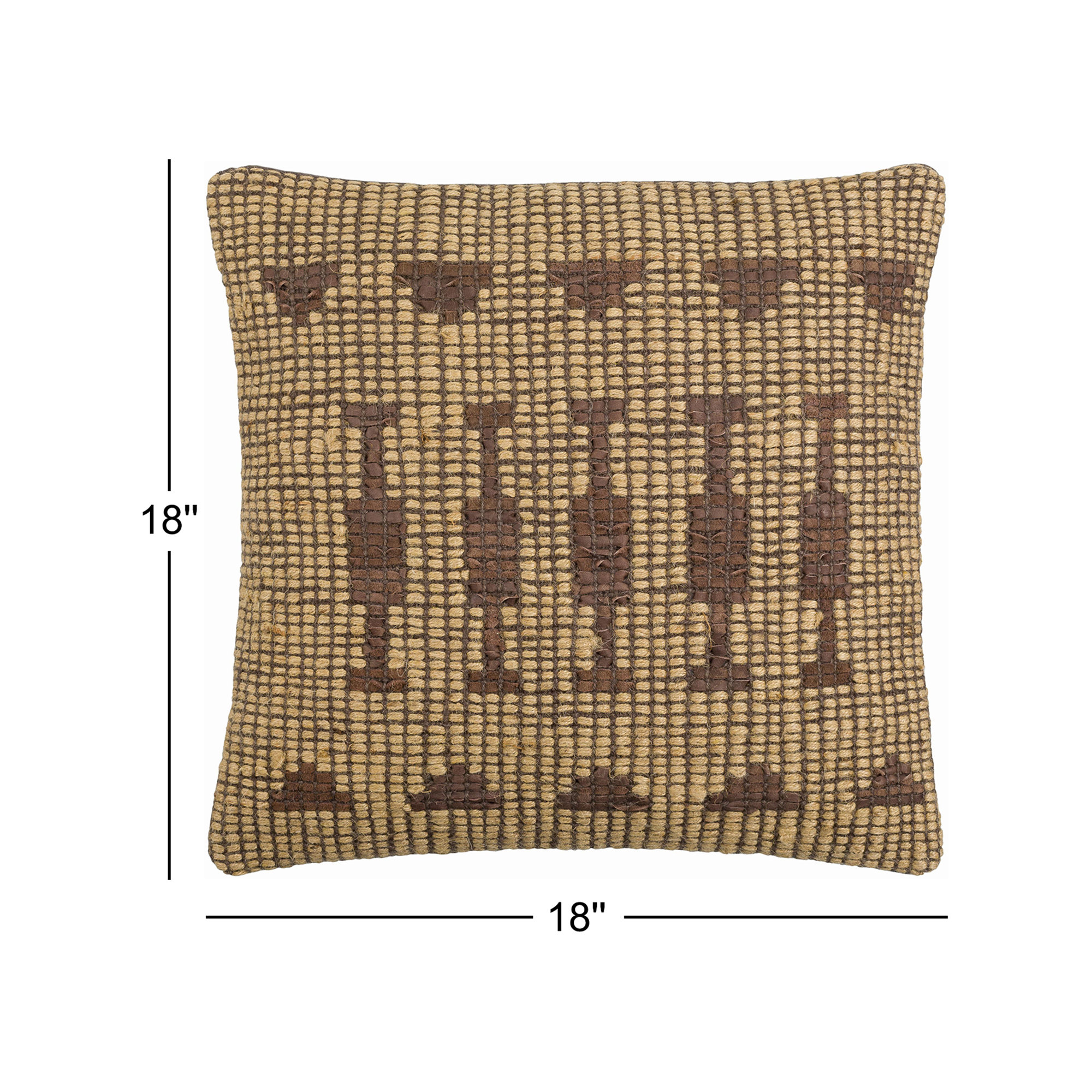 Twareg Geometric Jute / Sisal Throw Pillow, 18"H x 18"W, Down Blend
