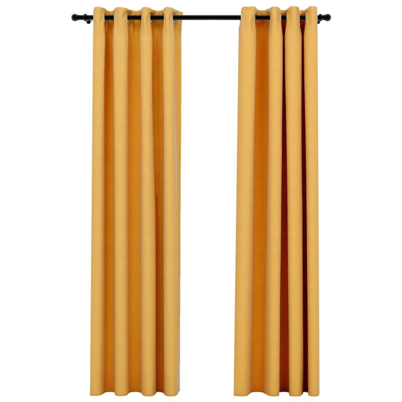 Chaarvi Blackout Curtain Pair, Yellow, 140cm Width x 245cm Drop