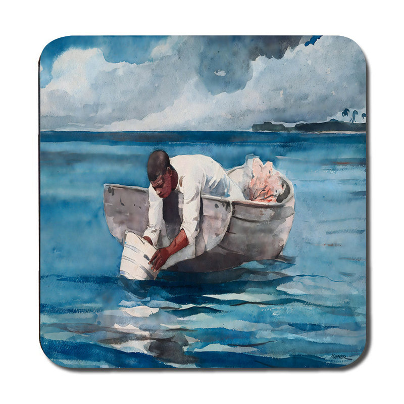 Blue Ocean Painting Of A Man In A Boat Placemat And Coaster Set