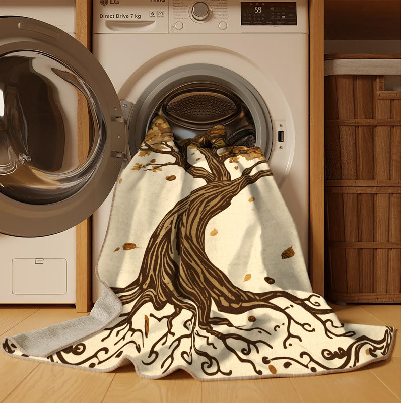 Tapis beige rustique lavable à la machine Ortencia Oak Country, Carré 6 pi