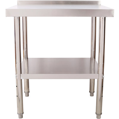Stainless Steel Prep Table With 440lbs Capacity, 3 Height Adjustable Undershelf, Scratch - Surface For Prepping In Hotel 24 X 30 Inch Heavy Duty Metal Work Backsplash, Rust Storage Restaurant