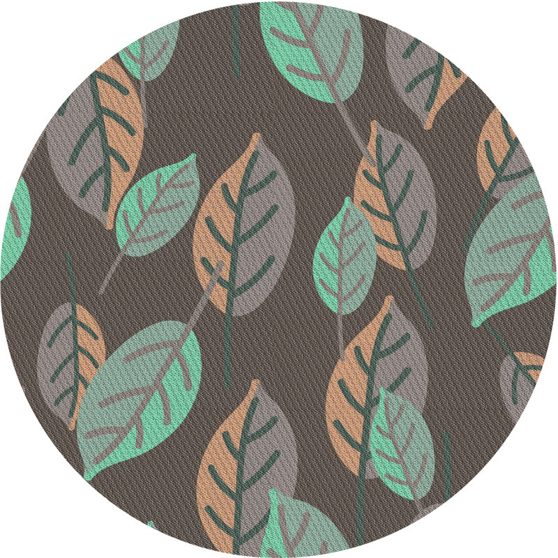Tapis bleu turquoise/gris à motifs, Rond 5 pi
