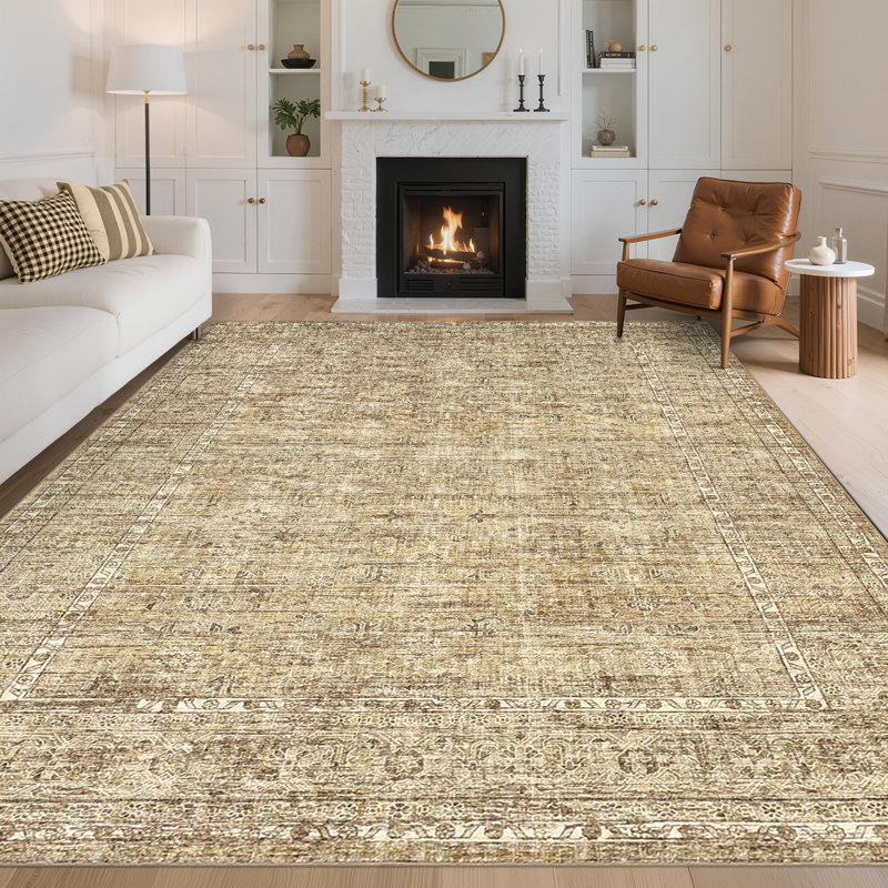 Rectangle Floral Area Rug, Beige, Rectangle 240 x 340 cm