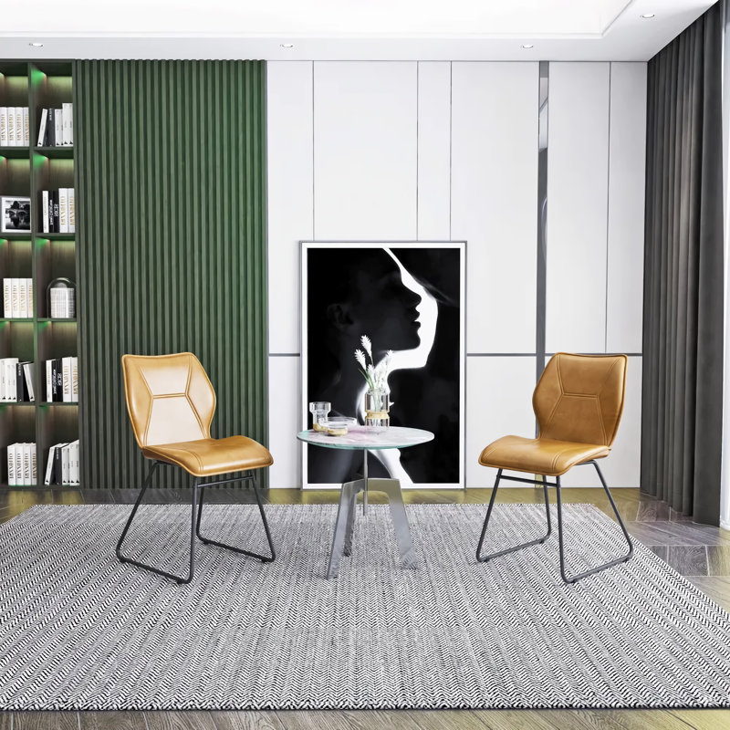 Ensemble de 2 chaises de salle à manger - Cuir d'unité centrale avec éponge haute densité et pieds en métal, conception ergonomique pour la maison, la cuisine et la salle à manger